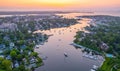 Aerial view of Chesapeake Bay of Annapolis, Maryland at sunrise Royalty Free Stock Photo