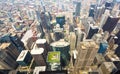 Aerial view of Chicago downtown at foggy day