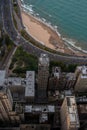 Aerial view of Chicago downtown with high rise buildings and lake michigan Royalty Free Stock Photo