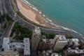 Aerial view of Chicago downtown with high rise buildings and lake michigan Royalty Free Stock Photo