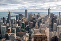 Aerial view of Chicago downtown with high rise buildings and lake michigan Royalty Free Stock Photo