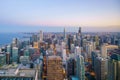 Aerial view of Chicago downtown skyline at sunset Royalty Free Stock Photo