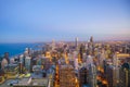 Aerial view of Chicago downtown skyline at sunset Royalty Free Stock Photo