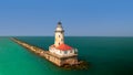 Aerial view of the Chicago harbor lighthouse Royalty Free Stock Photo