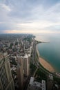 Aerial view of the Chicago River and the cityscape in the United States Royalty Free Stock Photo