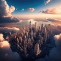 Aerial view of Chicago skyline at sunset, Illinois, USA Royalty Free Stock Photo