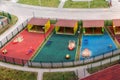 Aerial view children playground and sport activities residential area people community Royalty Free Stock Photo