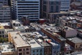 Aerial view on the Chinatown in San Francisco, USA. San Francisco`s Chinatown is one of North America`s largest Chinatowns