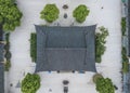 Aerial view of a Chinese taoist temple with simple yard Royalty Free Stock Photo