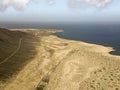 Aerial view of Chinijo Archipelago of La Graciosa, Lanzarote, Canary Islands. Spain. La Aguja Grande mountain Royalty Free Stock Photo