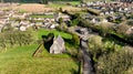 Aerial view of Christ Church of Ireland in the Village of Ballynure near Ballyclare Town Co Antrim Northern Ireland Royalty Free Stock Photo