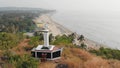 Aerial view christian cross on a hill in Arambol, India.