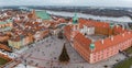 Aerial view of the Christmas tree near Castle Square with Column of Sigismund Royalty Free Stock Photo