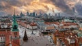 Aerial view of the Christmas tree near Castle Square with Column of Sigismund Royalty Free Stock Photo