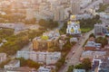 Aerial view of the Church on Blood in Honour of All Saints Resplendent in the Russian Land in Yekaterinburg, Russ Royalty Free Stock Photo