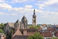 Aerial view of church the city of Kortrijk in Flanders, Belgium.