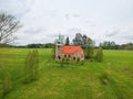 Aerial view of Church Of The Divine Heart Of The Lord in Borovnicka, Czech republic Royalty Free Stock Photo