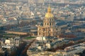 Aerial view of the church of Les Invalides in Paris Royalty Free Stock Photo