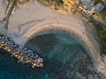 Aerial view of the church of Piedigrotta and the beach. Pizzo Calabro, Calabria. Italy Royalty Free Stock Photo