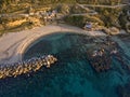 Aerial view of the church of Piedigrotta and the beach. Pizzo Calabro, Calabria. Italy Royalty Free Stock Photo