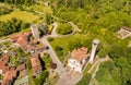 Aerial view of Church of the Purification of the Virgin Mary in Mesenzana, province of Varese, Italy Royalty Free Stock Photo