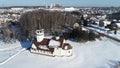 Aerial view of The Church of the Smolensk icon of the Mother of God in Podolino village