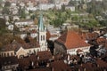 Aerial view of Church of St Peter and Paul and of Bern Town Hall Rathaus - Bern, Switzerland