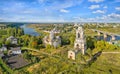 Aerial view on churches in Staritsa, Russia Royalty Free Stock Photo