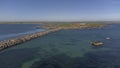 An aerial view of the Churchill Barriers in Orkney, Scotland