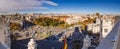 Aerial view of Cibeles fountain at Plaza de Cibeles in Madrid in a sunny day