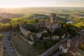 Aerial view of Cigognola Castle - Oltrepo Pavese Italy Royalty Free Stock Photo