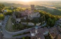 Aerial view of Cigognola Castle - Oltrepo Pavese Italy Royalty Free Stock Photo