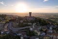 Aerial view of Cigognola Castle - Oltrepo Pavese Italy Royalty Free Stock Photo