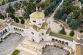 Aerial view of Cimitero Monumentale di Milano or Monumental Cemetery of Milan, the burial place of the most remarkable Italians,