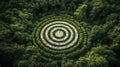 Aerial View of a Circular Forest Maze Generative AI