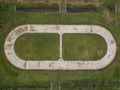 aerial view, circular roller skating track, located next to the Sultan Agung stadium in Bantul, Indonesia