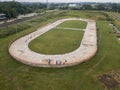 aerial view, circular roller skating track, located next to the Sultan Agung stadium in Bantul, Indonesia