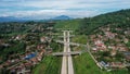 Aerial view of Cisumdawu Twin Tunnel Bandung City, Toll Gate and the Intersection which is the Beginning of the Cisumdawu Toll