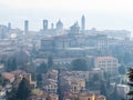 aerial view of Citta Alta (Upper town) of Bergamo Royalty Free Stock Photo