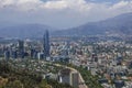 Aerial view of a city and The Andes mountain in the background, Santiago, Chile Royalty Free Stock Photo