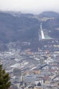 Aerial view of city and Bergisel Ski Jump, Innsbruck, Austria