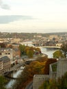 Aerial view of the city and the bridges of Namur, Belgium, Europe