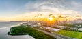 Aerial view of city buildings skyline at sunset in Shenzhen Royalty Free Stock Photo