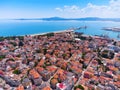 Aerial view of city of Burgas, View of Burgas Bay and the seaport of Burgas, Bulgaria