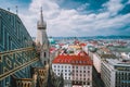 Aerial view of city center Vienna from St. Stephen`s Cathedral Royalty Free Stock Photo
