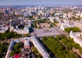 Aerial view of city center of Voronezh with Lenin Square
