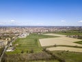 Aerial view of the city of Cremona, Lombardy, Italy. Cathedral and Torrazzo of Cremona Royalty Free Stock Photo