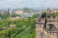 Aerial view at city of Edinburgh with Waverley station