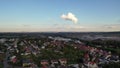 Aerial view of the city of Frauenzimmern in southern Germany in the region Heilbronn Franken, Baden-Wuerttemberg