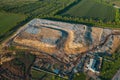 Aerial view of city garbage dump. Pile of plastic trash, food waste, landfill. Pollution concept Royalty Free Stock Photo